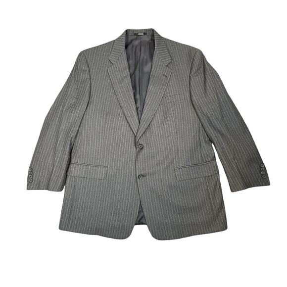 Hart Schaffner Marx Jacket Blazer Mens SZ 46R Gray Pin Stripe Single Breasted - Picture 1 of 8